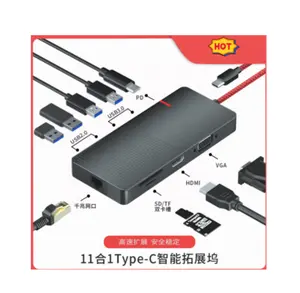 Concentrador de red de 11 puertos USB 3,0, Hub de extensión USB con HM-DI, Hub de datos USB 3,0 con puerto de carga tipo C de 100W para ordenador portátil y macbook