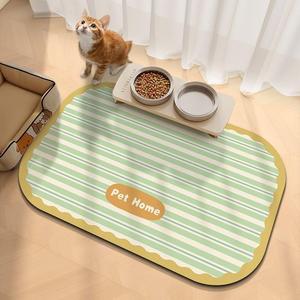 Checkered Pet Food <b>Mat</b> Oval PVC Waterproof For <b>Cats</b> And Dogs - Product Image 2