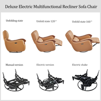 Fauteuil inclinable électrique moderne pour une personne, en cuir véritable, extensible, avec massage intelligent, fonction bascule et rotation, pour salon