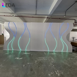 LEDA RGB Soft Glowing Lines Stage <b>Stand</b> White <b>Backdrop</b> Light Up <b>Wedding</b> Decoration for Events Parties - Product Image 3