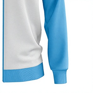 เสื้อแจ็คเก็ตบอมเบอร์ผู้ชาย สีน้ำเงินขาว แบบเรียบ คอตั้ง ซิปหน้า สไตล์สปอร์ต พิมพ์ลายโลโก้ด้านหน้าด้วยเทคนิค Sublimation ผลิตจากโพลีเอสเตอร์ เหมาะสำหรับใส่ในฤดูใบไม้ร่วง - Product Image 6