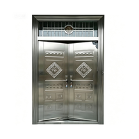 Porte d'entrée double battante en acier inoxydable 304 de sécurité, directement de l'usine, pour maison résidentielle