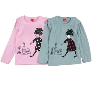 T-shirt a maniche lunghe per ragazze vestiti per bambini e bambine stampa di cartoni animati magliette autunnali magliette Casual abbigliamento per bambini