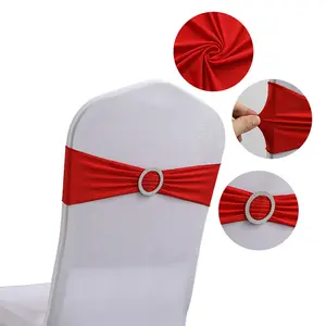 Vente en gros de ceinture de banquet en spandex ceinture de chaise avec nœud ceinture de chaise de mariage attaches en or dos nœuds décoratifs de mariage pour chaises