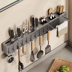 Portautensili da Cucina Multifunzionale in Acciaio al Carbonio, Organizzatore Moderno da Parete per Forchette, Cucchiai e Coltelli - Product Image 3