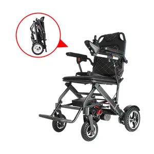 Cadeira de rodas elétrica dobrável automática, cadeira de rodas elétrica portátil de alumínio e aço, ideal para uso leve, venda imperdível