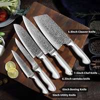 Ensemble de couteaux de chef japonais Tc Damascus, couteau à découper, couteau utilitaire, couteau à désosser pour la cuisine moderne