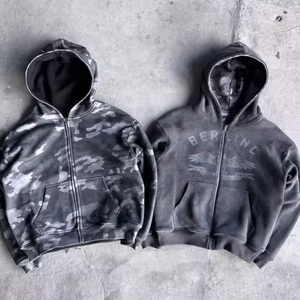 Felpa con Zip Personalizzata Reversibile in Maglia Waffle Effetto Camouflage, Taglio Corto Oversize con Spalle Scese per <span class=keywords><strong>Uomo</strong></span> - Product Image 3