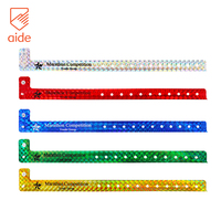 Bracelets personnalisés imperméables jetables en plastique brillant holographique pour événements et fêtes
