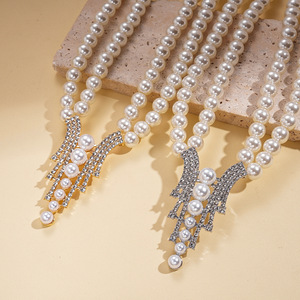 Collier ras-de-cou pour femme personnalisable, hypoallergénique, plaqué or rose, imitation perle incrustée de diamants - Product Image 5