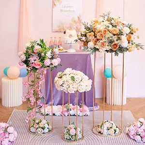 מעמד פרחים לחתונה מלבן זהב מתכת מעמד פרחים למסיבת חתונה מרכזי שולחן מעמד פרחי חתונה