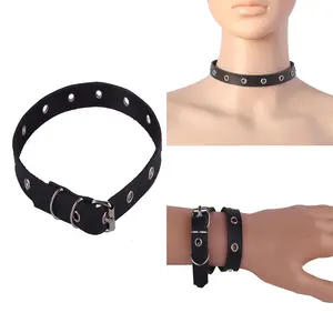 Cute girl leather necklace neck with Korean star street shot punk PU perforation-free collar bracelet multi-purpose