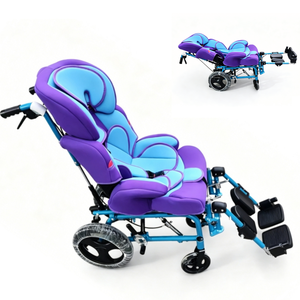Pediatric Cerebral Palsy Car Seat <b>Backrest</b> Support Foldable Lying <b>Bed</b> Cerebral Palsy Buggy Manual Children Wheel Chair <b>For</b> Kids - Product Image 1