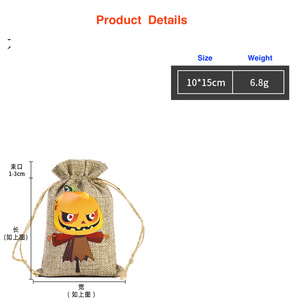 Bolsa de Lino con Cordón para Niños, Diseño de Calabaza y Fantasma, para Guardar Dulces, Suministros para Fiestas de Halloween, Paquete de Regalo Promocional 2024 - Product Image 4