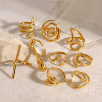 Bague plaquée or irrégulière bague réglable ouverte en acier inoxydable non terni pour les femmes bague en acier inoxydable à double ouverture
