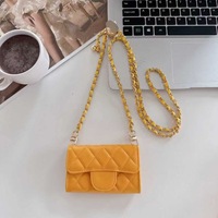 Tas Earphone Ponsel Kulit PU Mewah Model Selempang Caviar untuk Desain Grid Tahan Air dengan Tali Pengikat yang Dapat Disesuaikan, Dompet, Hadiah