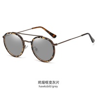 Nouvelles lunettes plates rétro en métal pour hommes, montures de lunettes tendance, verres changeants de couleur, anti-lumière bleue, lunettes pour myopie