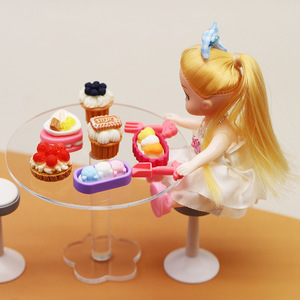 Mini sedia in plastica in miniatura per casa delle bambole in scala <span class=keywords><strong>1</strong></span>:12 <span class=keywords><strong>1</strong></span>/12 e scrivania da tavolo in ABS acrilico per bambole OB 11 bjd e decorazione per casa delle bambole - Product Image 3