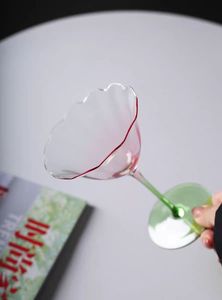 Premium Personalizado Luxo Vinho Tinto Champagne Flor rosa Cor Cálice Vidro para Festa de Casamento