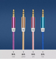 Câble audio tressé coloré de 1,5 m avec conducteur en cuivre, prise jack 3,5 mm mâle pour voiture, téléphone portable, casque stéréo, modèle AU-004, direct usine