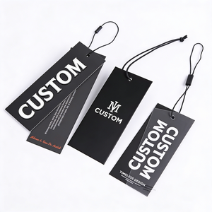 ป้ายแขวนเสื้อผ้าหรูหราแบบกำหนดเอง พิมพ์ชื่อ โลโก้ ป้ายพลาสติกพร้อมเชือก ป้ายกระดาษสำหรับเสื้อผ้า โลโก้ของตัวเอง - Product Image 2