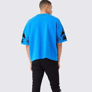 Camiseta extragrande de punto Jacquard 100% algodón personalizada para hombre fabricante de camisetas con estampado de letras para hombre - Product Image 2