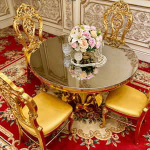 Mesa de Comedor Redonda para Eventos de Boda, Base Redonda de Acero Inoxidable, Mesa Redonda de Cristal Espejo, Mesa de Comedor de Lujo para Banquetes de Hotel - Product Image 4