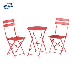 Set Bistrot Moderno Pieghevole in Ferro a 3 Pezzi, Tavolo e Sedie da Giardino per Balcone o Uso Caffè - Product Image 5