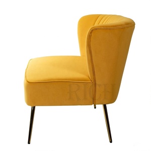 Loveseat-sofá de tela con patas doradas, moderno sofá moderno de terciopelo amarillo, <span class=keywords><strong>estrecho</strong></span>, 2 plazas - Product Image 2