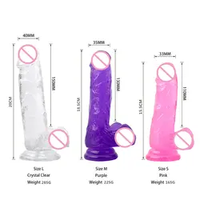 Vente en gros de gode en gelée de cristal pour la masturbation féminine gode réaliste ventouse Plug anal transparent produit sexuel