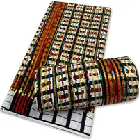 Neue Mode reine Baumwolle afrikanische echte/super bedruckte Wachs Batik Stoff 6 Yards Baumwolle mit Sequenz gedruckt