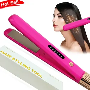 Portable Professionnel Salon Cheveux Lisseur Bigoudi 2 En 1 Ion Négatif Céramique Titane Fer Plat Fer Lisseur Avec Lcd