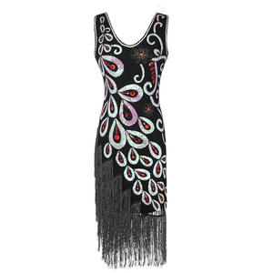 Femmes Vintage 1920s Flapper <span class=keywords><strong>Robe</strong></span> Sequin <span class=keywords><strong>Frange</strong></span> Robes De Soirée <span class=keywords><strong>pour</strong></span> <span class=keywords><strong>Charleston</strong></span> Mariage Gatsby <span class=keywords><strong>Robe</strong></span> Patchwork Motif Tissé - Product Image 3