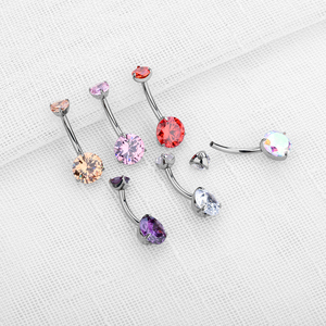 Yeni ASTM F136 titanyum 14G cerrahi zirkon göbek düğme göbek Piercing yüzükler moda göbek takısı Piercing - Product Image 2