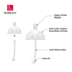 Usine personnalisée sans BPA Silicone Standard calibre Tétine de cou Produit pour bébé Tétine de biberon avec paille - Product Image 6