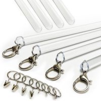 Lot de 4 tringles à rideaux en acrylique transparent de 24 pouces, tringle à tirer en métal pour ouvrir et fermer les rideaux pour les hôtels