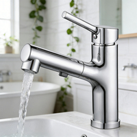 Robinet extractible monotrou personnalisé avec poignée unique en laiton gris anthracite, idéal pour salles de bain et cuisines