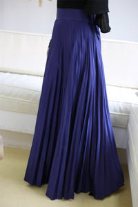 1912 # แฟนซีสำหรับผู้หญิงบิ๊กเฮ็มสีทึบยาวจีบบวกขนาด<span class=keywords><strong>กระโปรง</strong></span>แม็กซี่ - Product Image 4