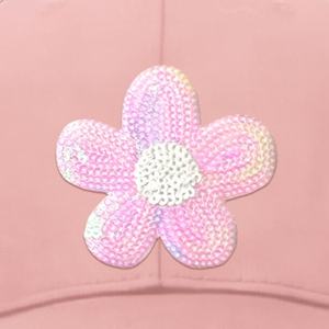 Chapeau en coton unisexe à 6 panneaux de qualité supérieure avec décoration de patch à paillettes florales Style sportif toutes saisons utilisent une fermeture à boucle en métal - Product Image 3
