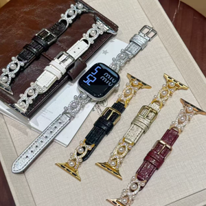 Correa de Repuesto de Cuero con Diamantes Brillantes de Lujo para Reloj Apple Iwatch, Brazalete de 38, 40, 41, 42, 44, 45, 49 mm - Product Image 1