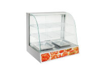 DH-827A Gebogene Glas-Warmhaltevitrine mit 3 Ebenen, Beheizte Auslagevitrine für Burger, Brathähnchen, Gebäck und Warme Speisen