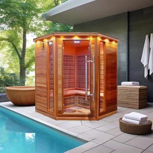 SS-450T Moderne Elektrische Far Infrarood Saunaruimte 4-persoons Infraroodverwarming Traditionele Sauna Koude Dompelbad Toermalijn Steen