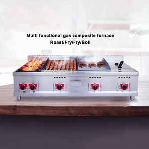 Combinación de restaurante Gama de gas Lava Rock Grill Plancha Freidora profunda 4 en 1 Máquina de cocina comercial multifunción - Product Image 5