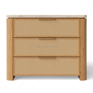 Ferly ánh sáng sang trọng tối giản lưu trữ giường bên Bảng 3 ngăn kéo đóng cửa đầu giường với đá cẩm thạch hàng đầu cho biệt thự phòng ngủ hội trường - Product Image 3