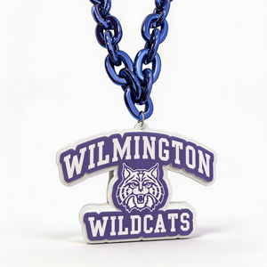 Collier en <span class=keywords><strong>mousse</strong></span> EVA Wilmington Wildcats, pendentif mascotte en forme d'arche à maillons épais bleu roi surdimensionné pour l'esprit de la journée de match universitaire - Product Image 1