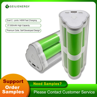 Geilienergy 148W * 2 Batterie externe à coque transparente avec affichage de la puissance en temps réel Chargement rapide certifié CCC pour ordinateurs portables et drones