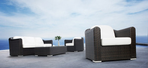 Set di Divani da Giardino con Design Curvo del Bracciolo Reale, Mobili da <span class=keywords><strong>Patio</strong></span> in Vimini per Esterni - Product Image 3