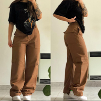 Pantalon cargo personnalisé pour femme, coupe ample et oversize, vierge, avec cordon de serrage, taille haute