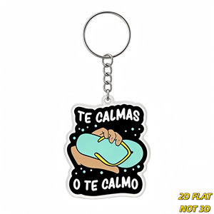 พวงกุญแจ Te Calmas O Te Calmo แบบอะคริลิก ดีไซน์ลายคำพูดภาษาสเปนตลกๆ รูปแบบรองเท้าแตะ น้ำหนักเบา ขนาดเล็ก - Product Image 1