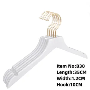 Solid Wooden Suit Hanger Non-slip Bar Chrome Hook - Sturdy And Durable Coat Jacket Dress Clothes Hangers